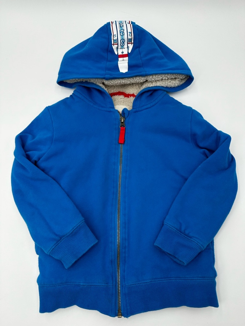 Mini Boden rocket ship sherpa lined hoodie 6-7